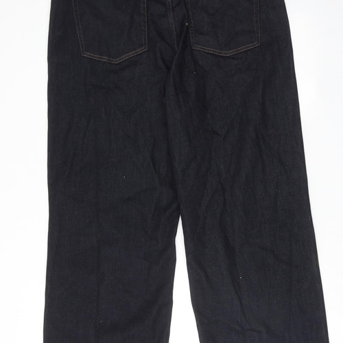 Autograph Womens Blue Cotton Wide-Leg Jeans Size 20 Regular Zip