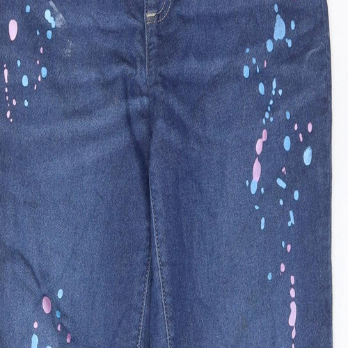 Lands' End Girls Blue Cotton Jegging Jeans Size 14 Years Regular Pullover - Splatter Detail