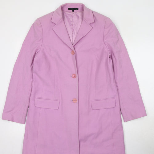 Theory Womens Purple Overcoat Coat Size L Button