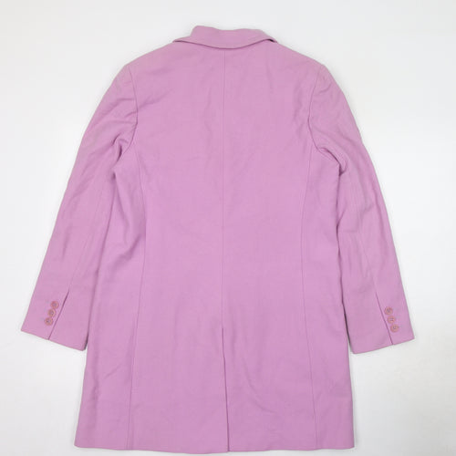Theory Womens Purple Overcoat Coat Size L Button