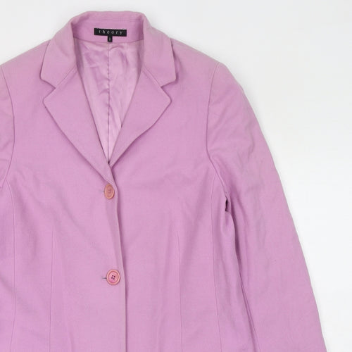 Theory Womens Purple Overcoat Coat Size L Button