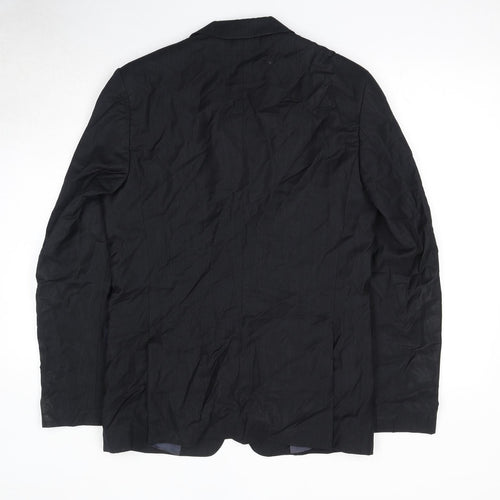 Zara Mens Black Striped Wool Jacket Suit Jacket Size S Regular - Shoulder Pads