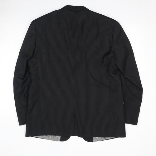 Skopes Mens Black Striped Polyester Jacket Suit Jacket Size 46 Regular - Shoulder Pads