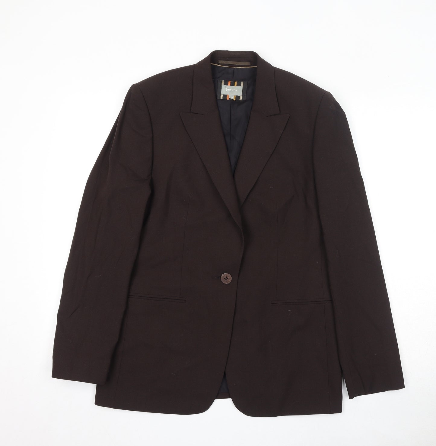 Per Una Womens Brown Wool Jacket Suit Jacket Size 16