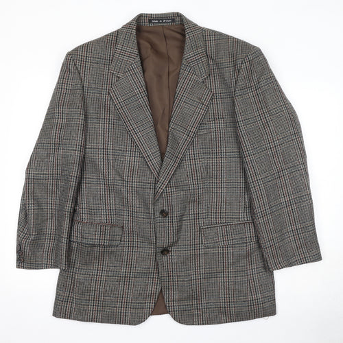 Dunn & Co Mens Grey Check Wool Jacket Blazer Size 40 Regular - Shoulder Pads