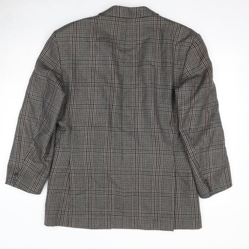 Dunn & Co Mens Grey Check Wool Jacket Blazer Size 40 Regular - Shoulder Pads