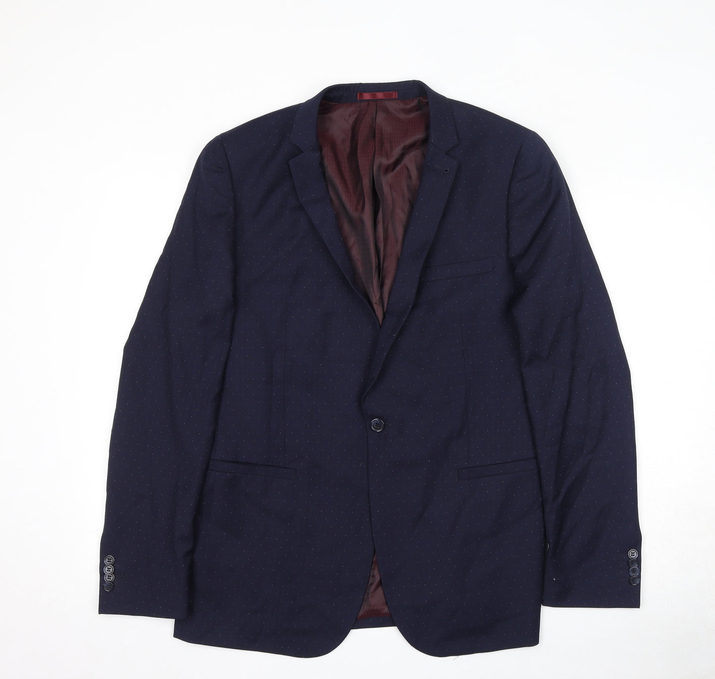 Topman Mens Blue Polyester Jacket Suit Jacket Size 40 Regular