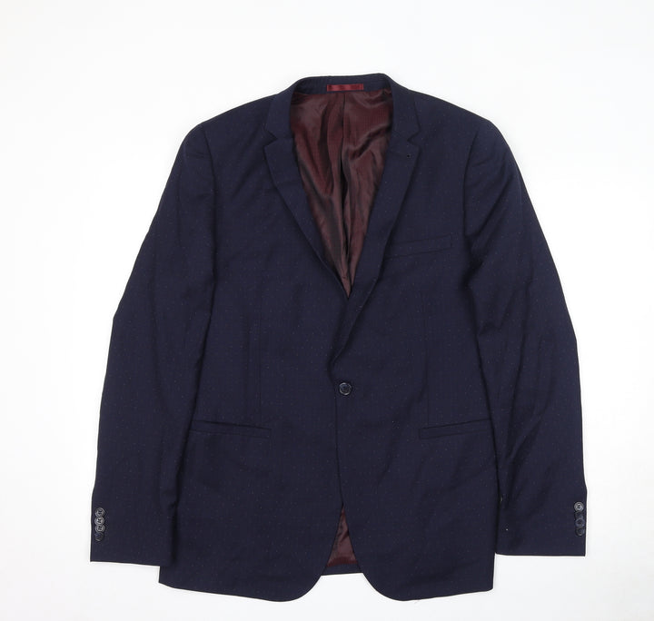 Topman Mens Blue Polyester Jacket Suit Jacket Size 40 Regular