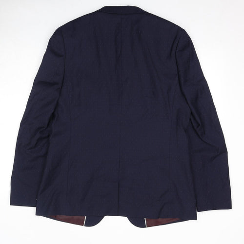 Topman Mens Blue Polyester Jacket Suit Jacket Size 40 Regular