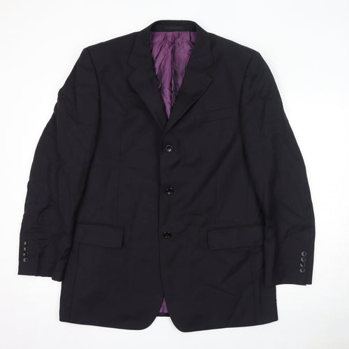 Racing Green Mens Black Wool Jacket Suit Jacket Size 42 Regular - Shoulder Pads