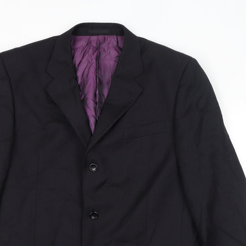 Racing Green Mens Black Wool Jacket Suit Jacket Size 42 Regular - Shoulder Pads
