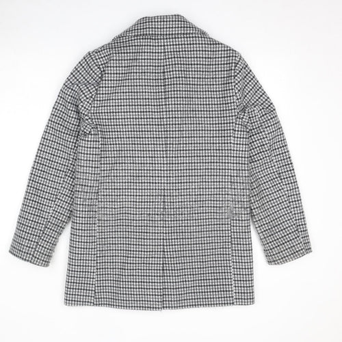 Marks and Spencer Womens Grey Geometric Pea Coat Coat Size 10 Button