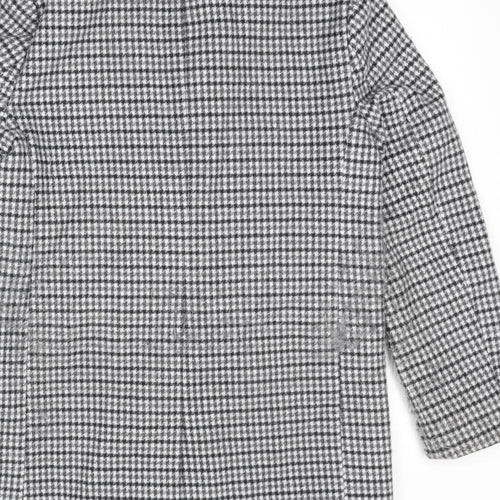 Marks and Spencer Womens Grey Geometric Pea Coat Coat Size 10 Button