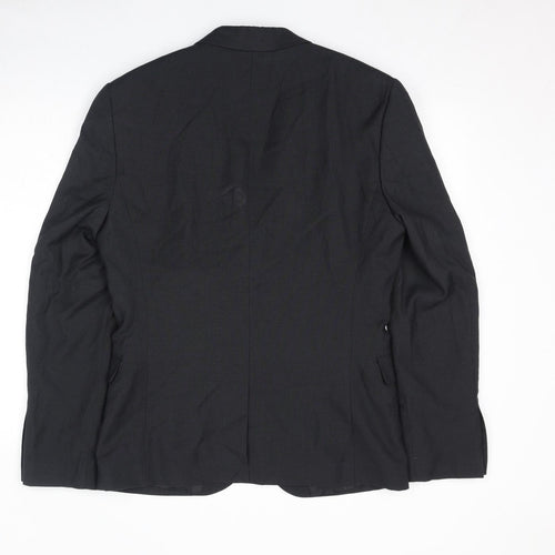 H&M Mens Black Polyester Jacket Suit Jacket Size 40 Regular