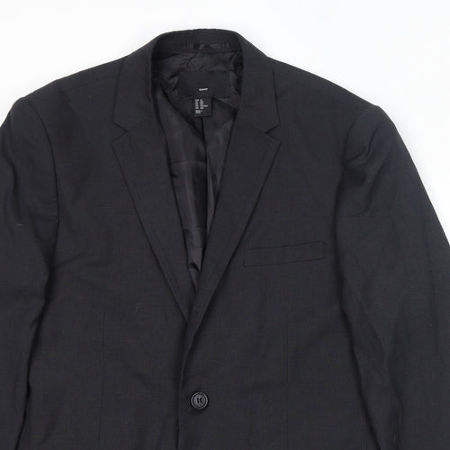 H&M Mens Black Polyester Jacket Suit Jacket Size 40 Regular