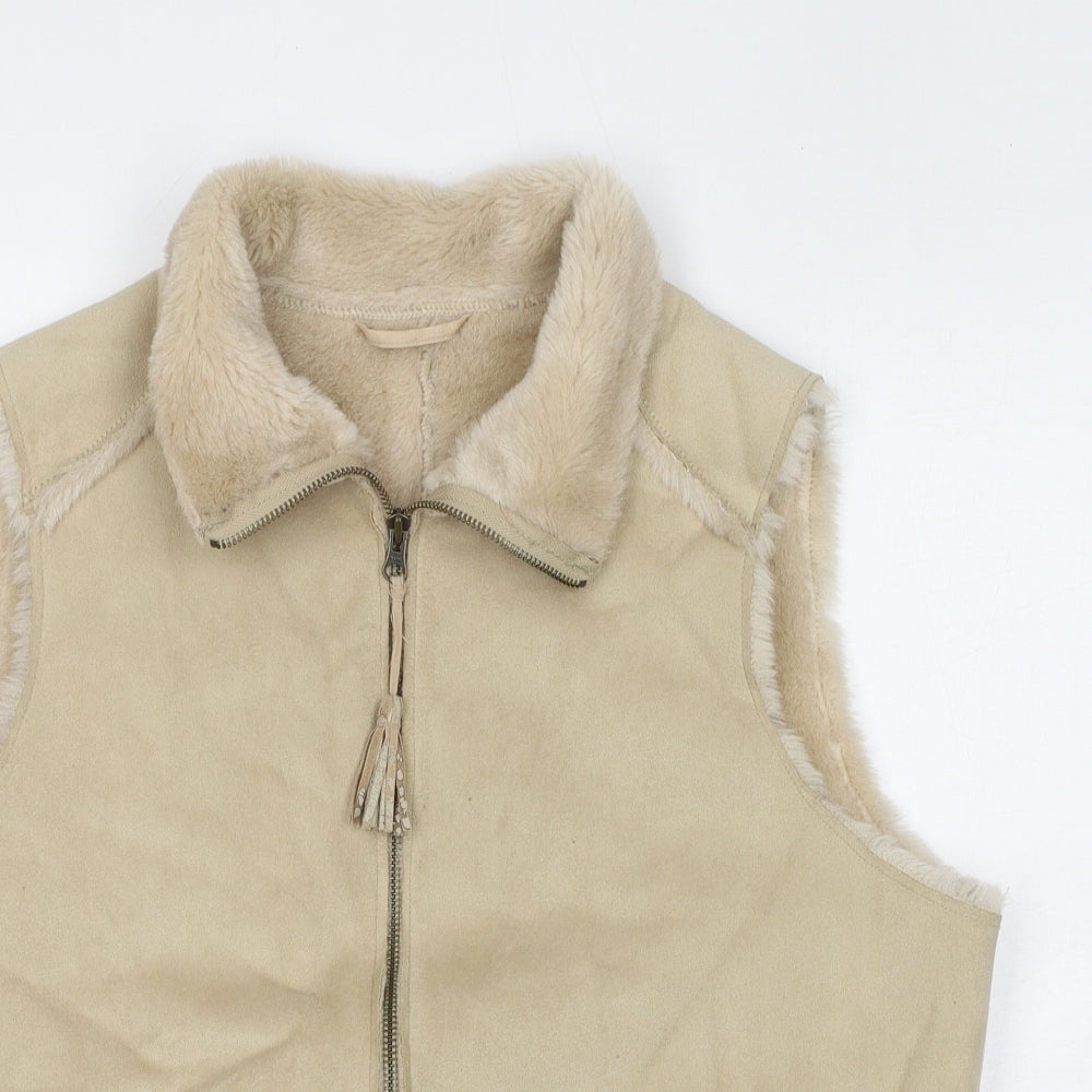 NEXT Womens Beige Gilet Jacket Size 18 Zip