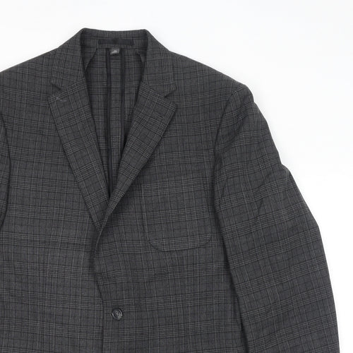 Marks and Spencer Mens Grey Plaid Polyester Jacket Suit Jacket Size 42 Regular