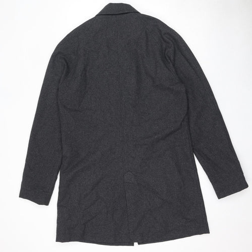 Peter Werth Mens Grey Overcoat Coat Size L Button