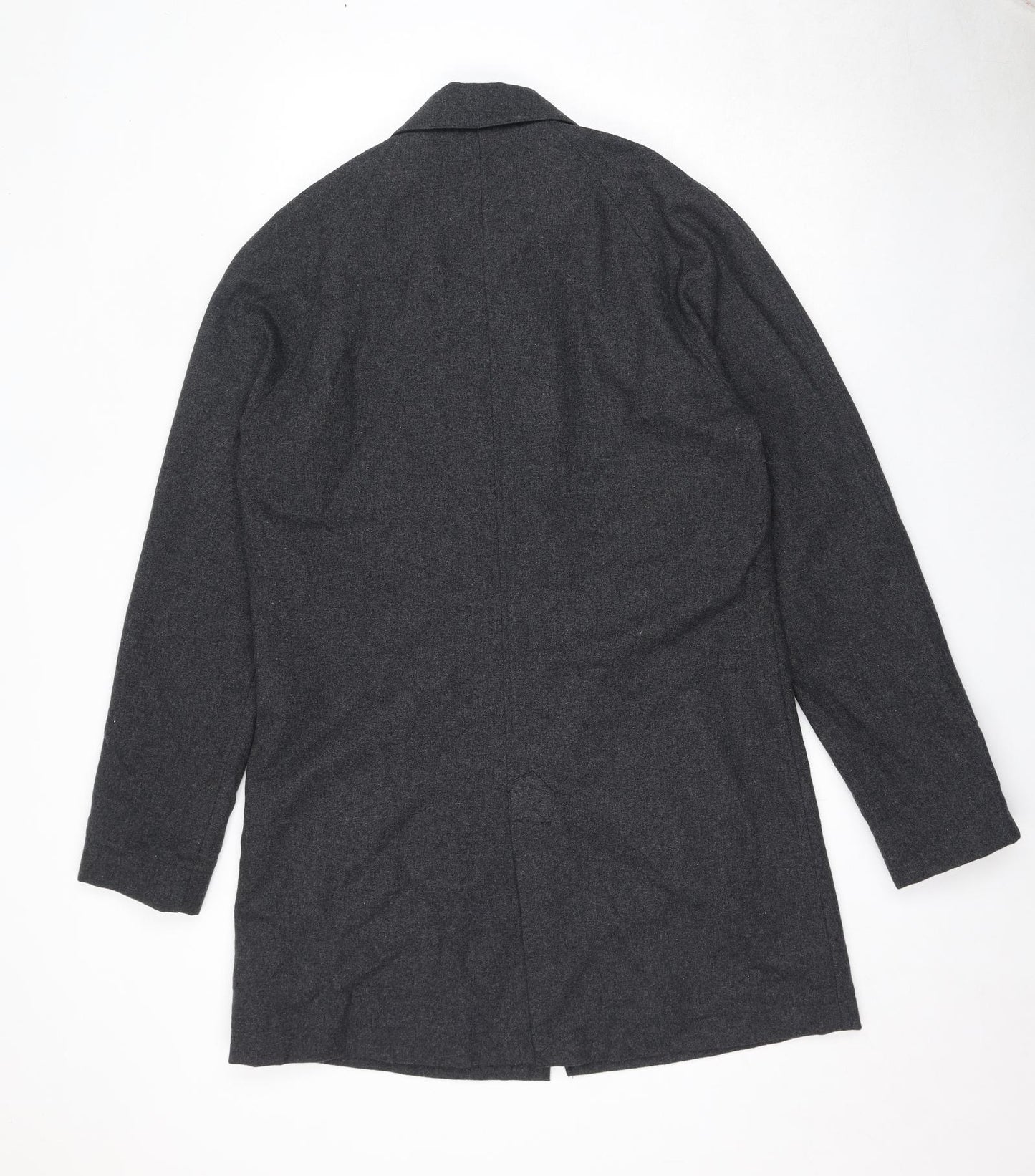 Peter Werth Mens Grey Overcoat Coat Size L Button