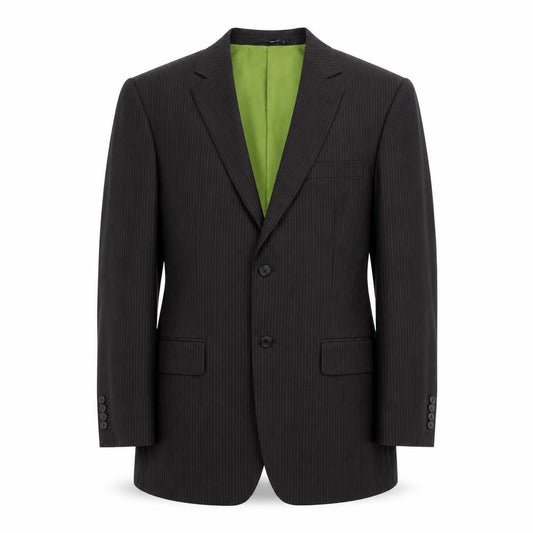 Front view of Fellini men’s brown striped polyester jacket suit jacket, size 40, regular
