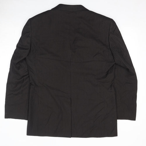 Fellini Mens Brown Striped Polyester Jacket Suit Jacket Size 40 Regular