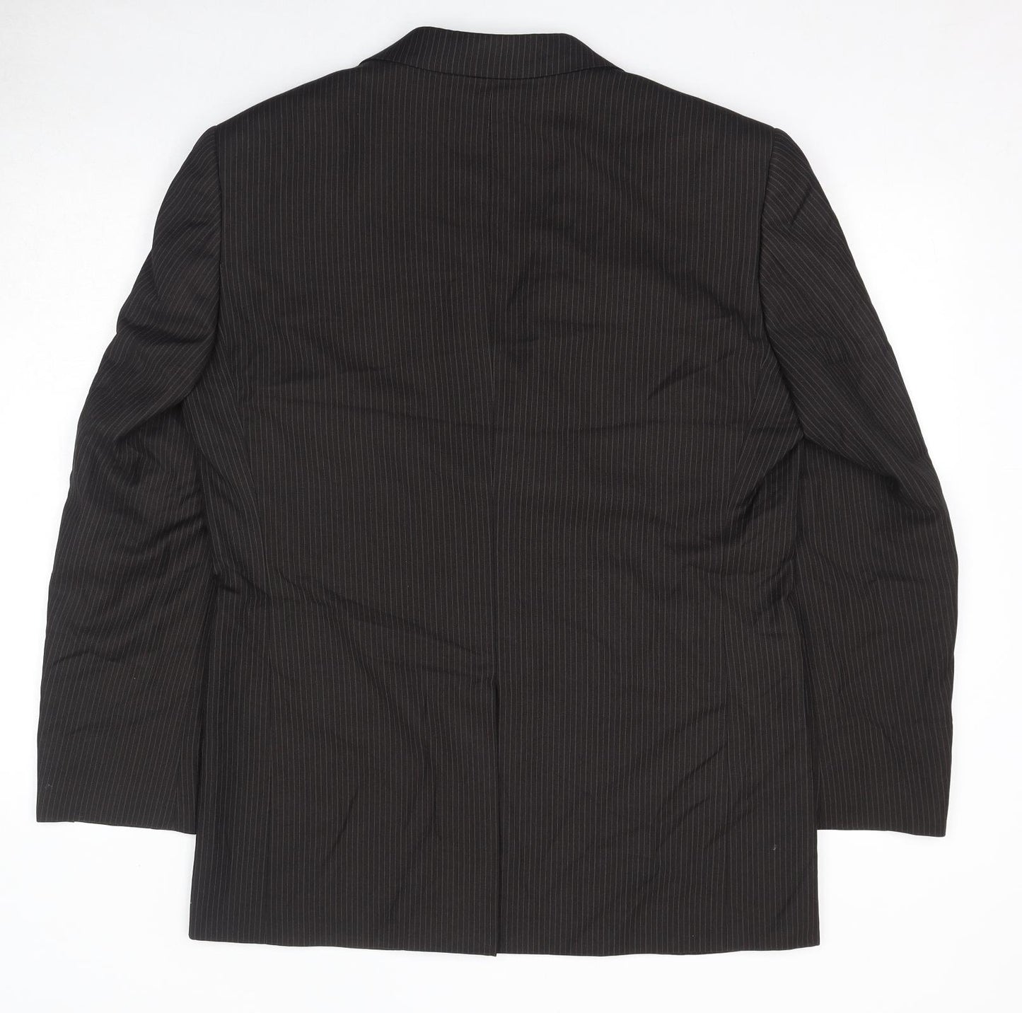 Fellini Mens Brown Striped Polyester Jacket Suit Jacket Size 40 Regular