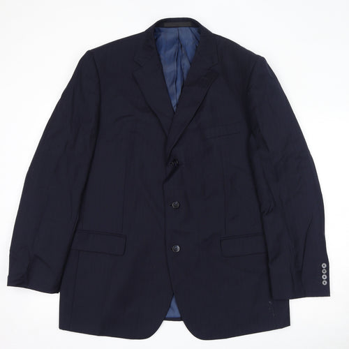 Marks and Spencer Mens Blue Wool Jacket Suit Jacket Size 44 Regular - Shoulder Pads