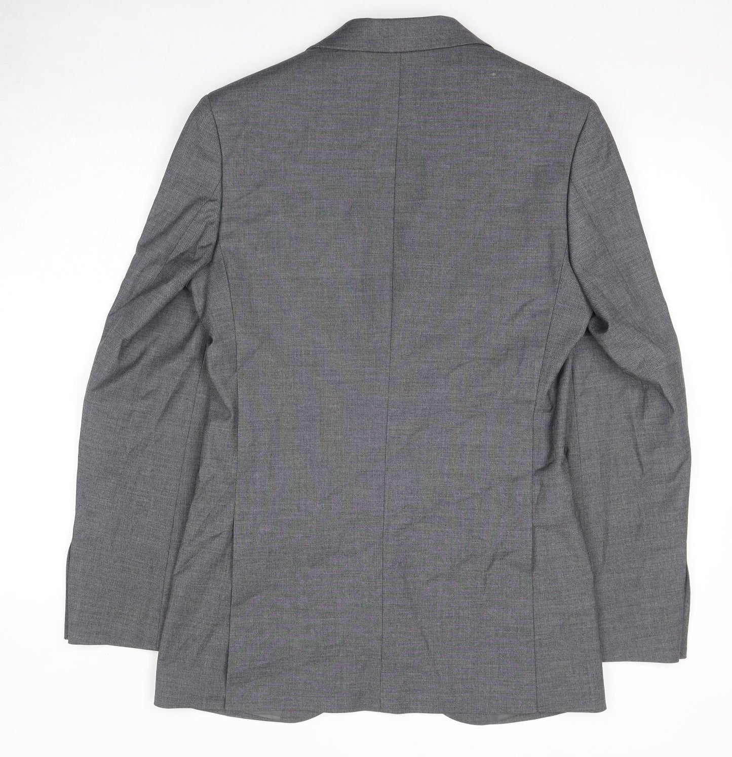 Marks and Spencer Mens Grey Polyester Jacket Suit Jacket Size 36 Regular - Shoulder Pads