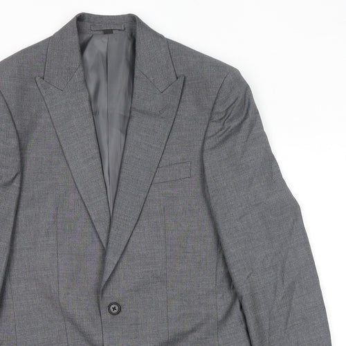 Marks and Spencer Mens Grey Polyester Jacket Suit Jacket Size 36 Regular - Shoulder Pads