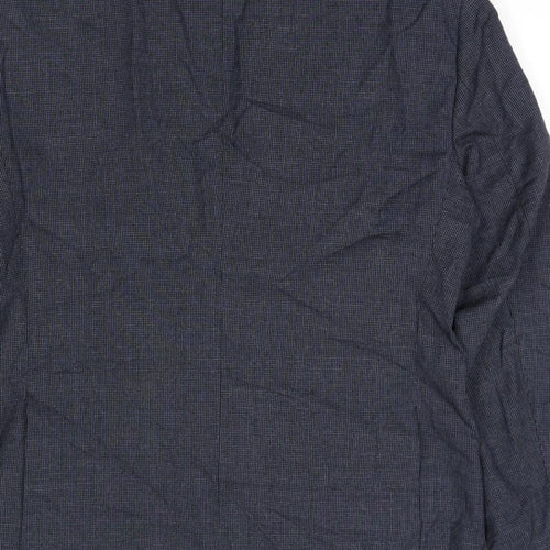 Massimo Dutti Mens Blue Geometric Wool Jacket Suit Jacket Size L Regular