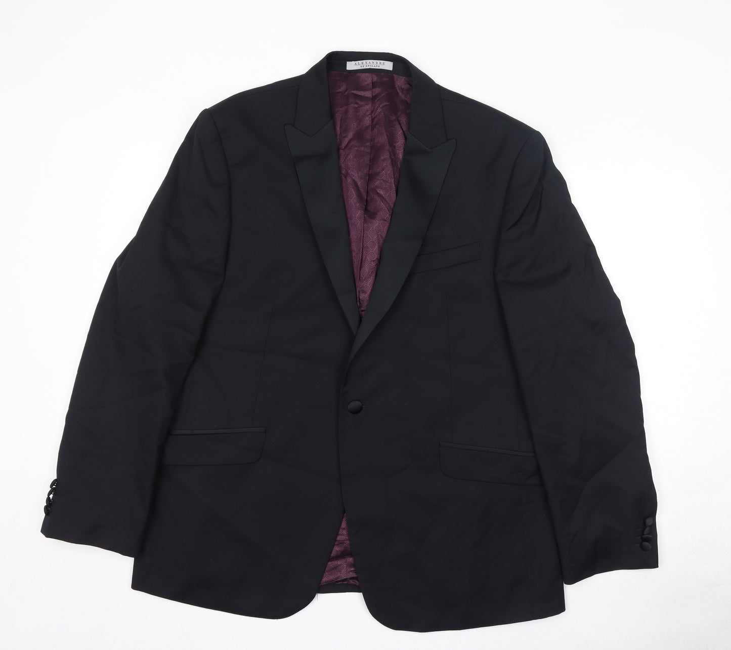 ALEXANDRE OF ENGLAND Mens Black Wool Jacket Suit Jacket Size 46 Regular