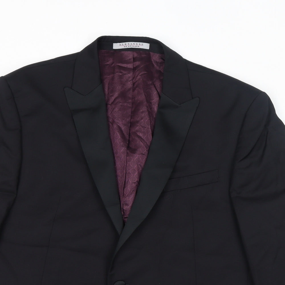 ALEXANDRE OF ENGLAND Mens Black Wool Jacket Suit Jacket Size 46 Regular