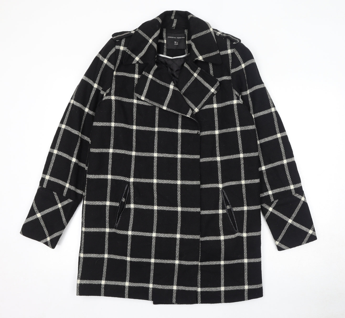 Dorothy Perkins Womens Black Striped Jacket Size 12 Button