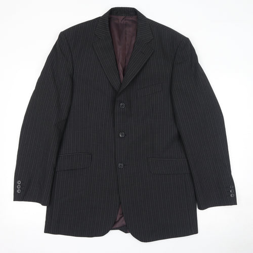 Marks and Spencer Mens Black Striped Polyester Jacket Suit Jacket Size 40 Regular