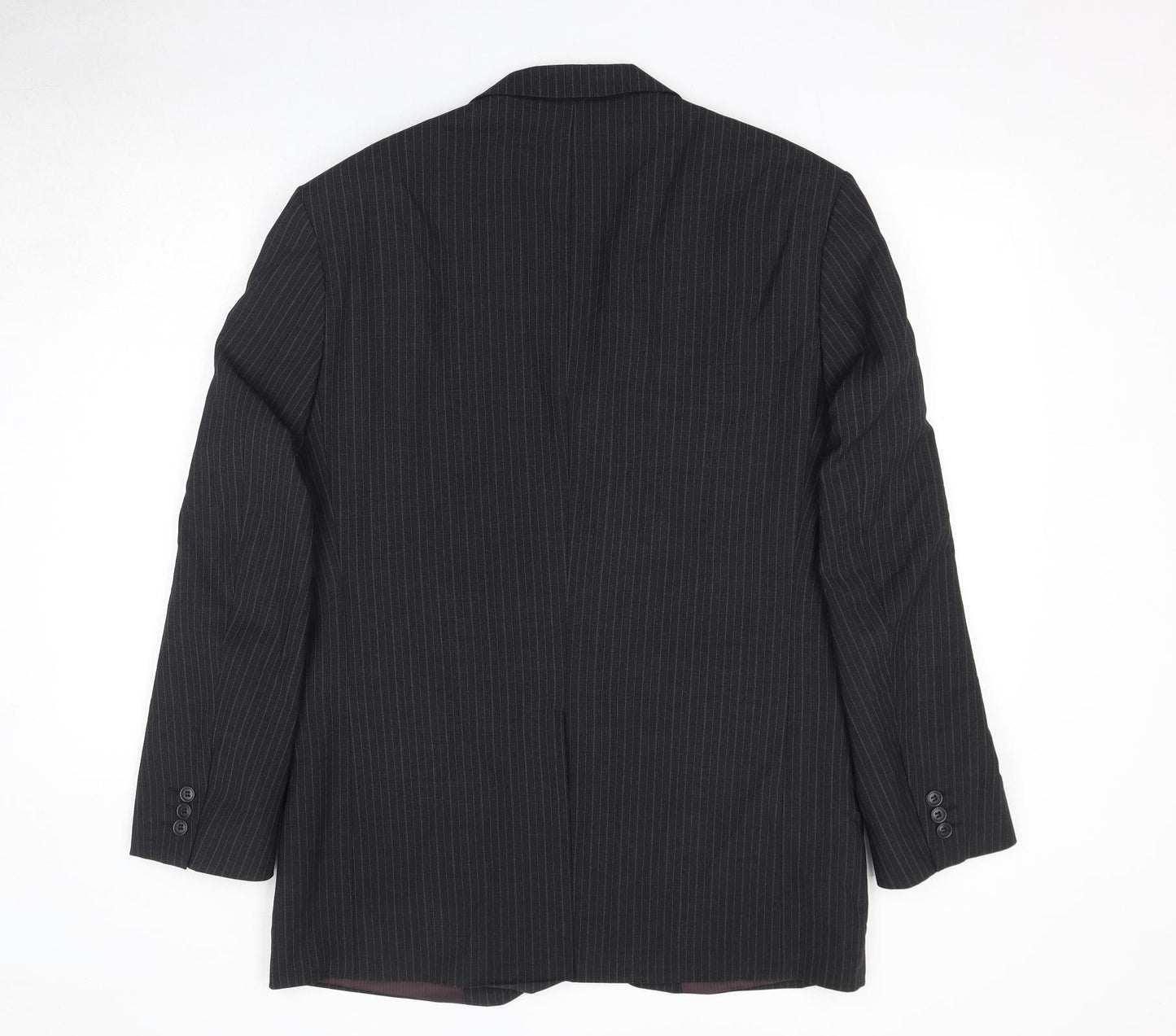 Marks and Spencer Mens Black Striped Polyester Jacket Suit Jacket Size 40 Regular