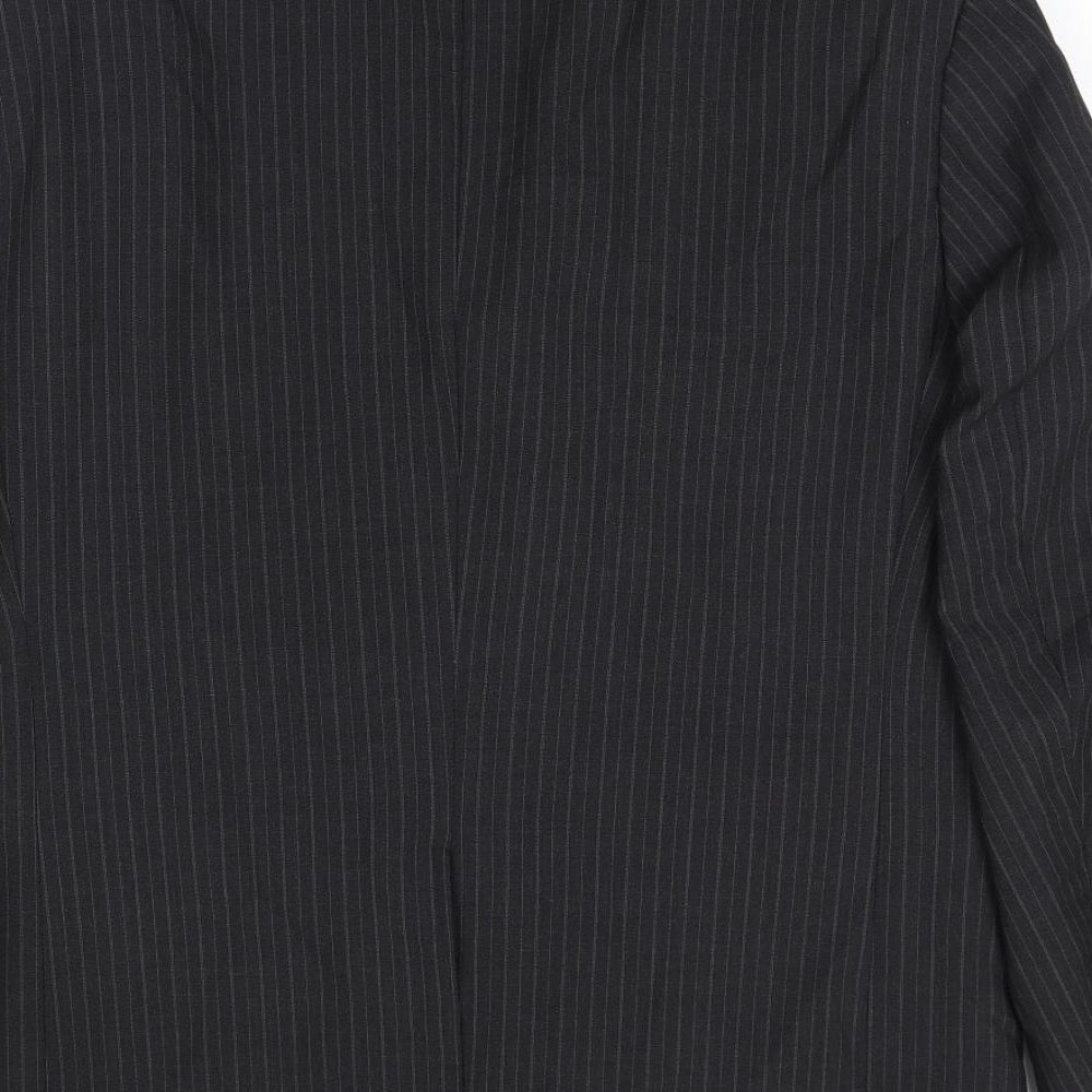 Marks and Spencer Mens Black Striped Polyester Jacket Suit Jacket Size 40 Regular