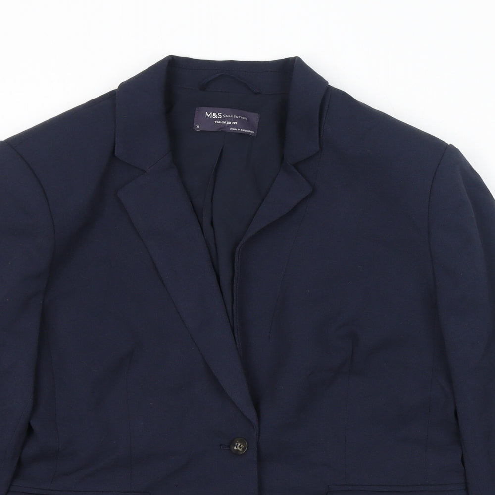 Marks and Spencer Womens Blue Polyester Jacket Suit Jacket Size 10