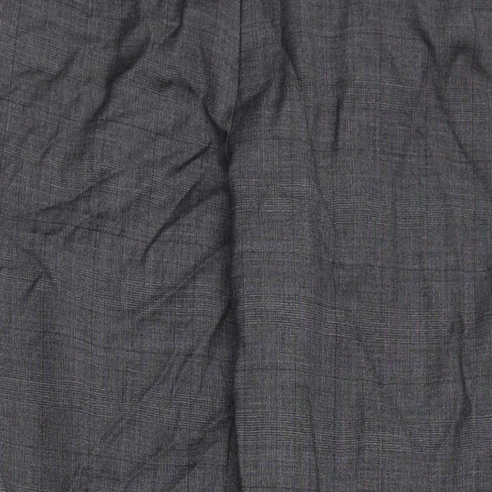 Marks and Spencer Mens Grey Striped Wool Dress Pants Trousers Size 34 in L29 in Regular Zip