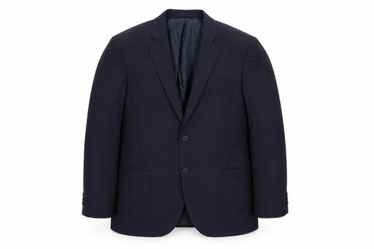Front view of Autograph men’s blue polyester jacket suit jacket, size 42, regular