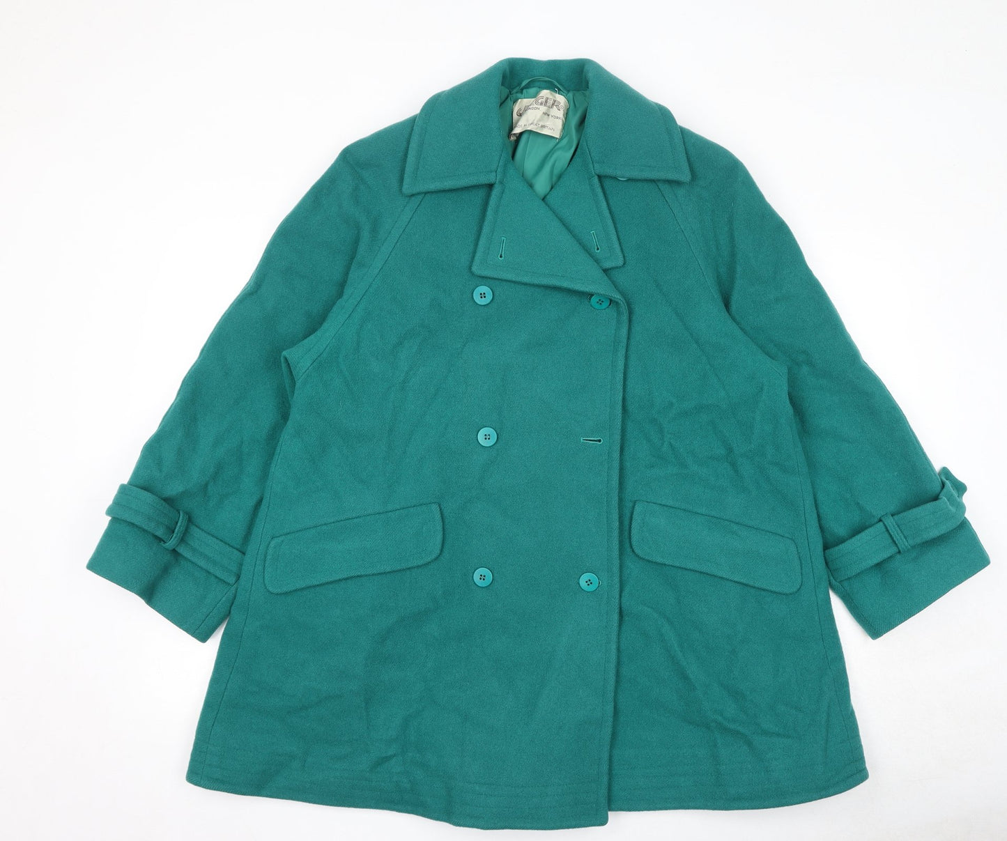 Jaeger Womens Green Overcoat Jacket Size 8 Button