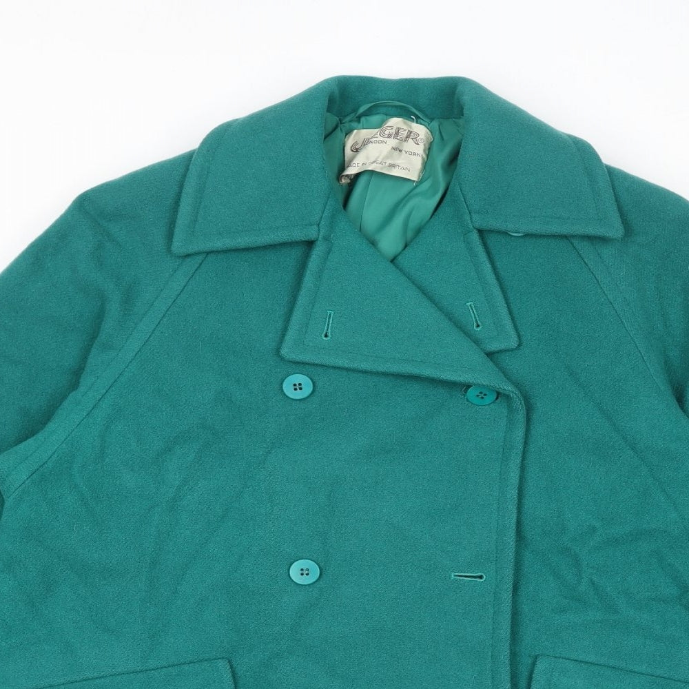 Jaeger Womens Green Overcoat Jacket Size 8 Button