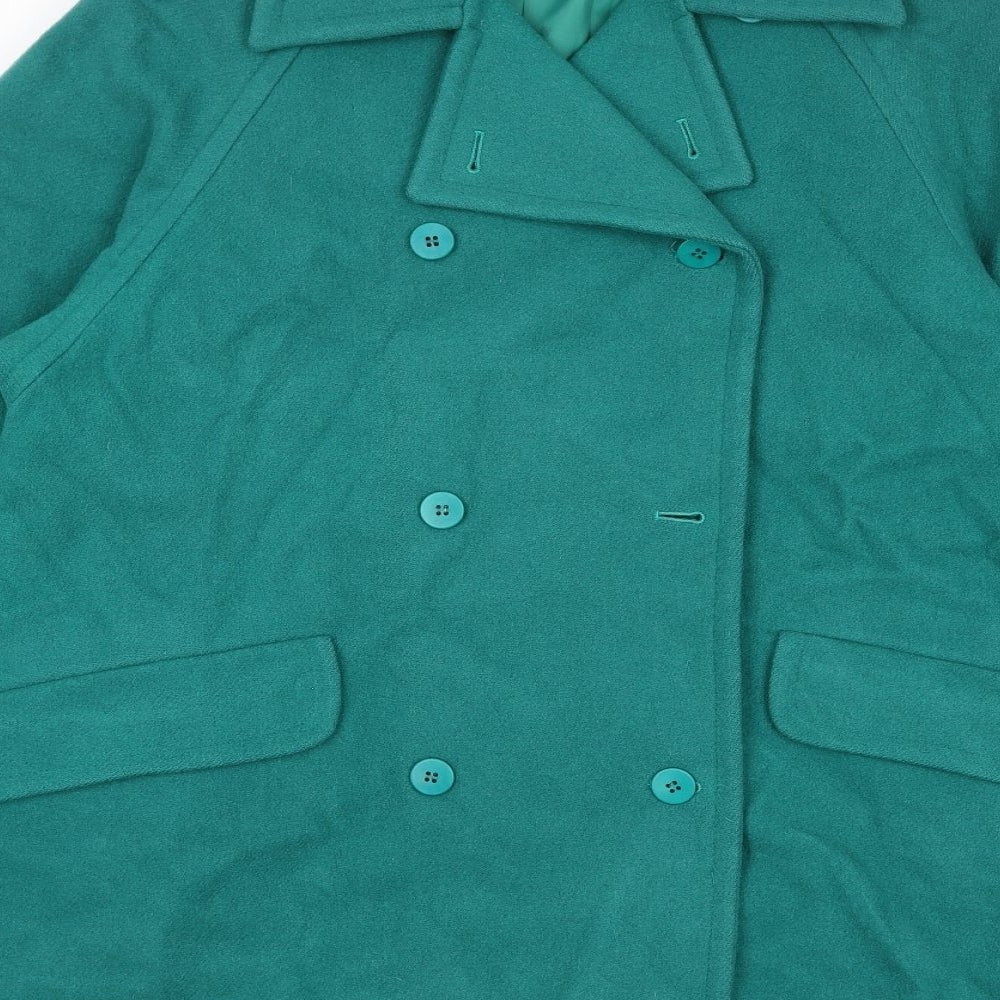 Jaeger Womens Green Overcoat Jacket Size 8 Button