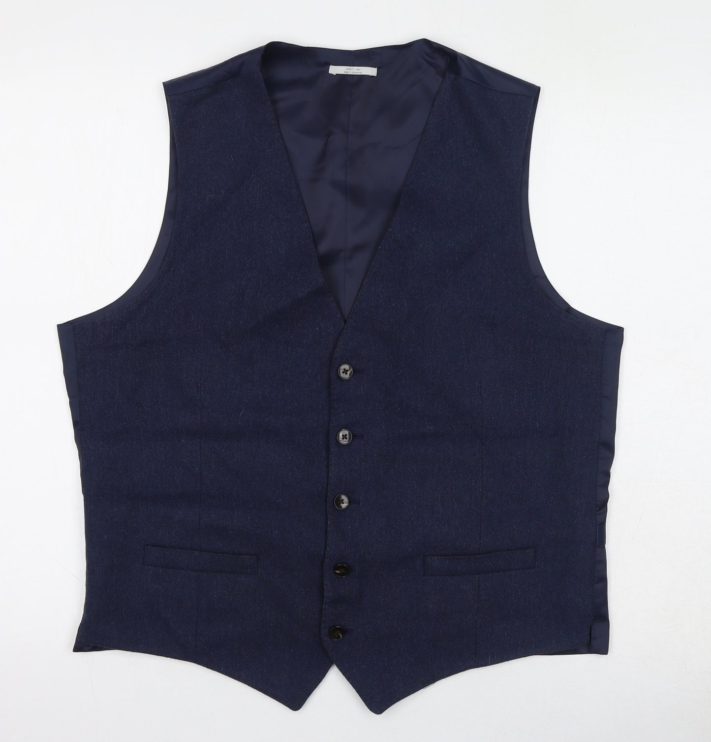 Marks and Spencer Mens Blue Wool Jacket Suit Waistcoat Size L Regular
