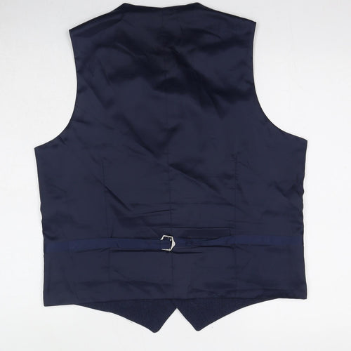 Marks and Spencer Mens Blue Wool Jacket Suit Waistcoat Size L Regular