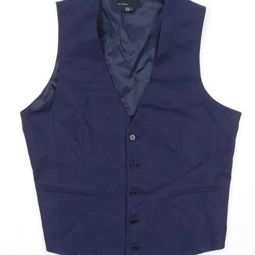 ASOS Mens Blue Linen Jacket Suit Waistcoat Size 42 Regular