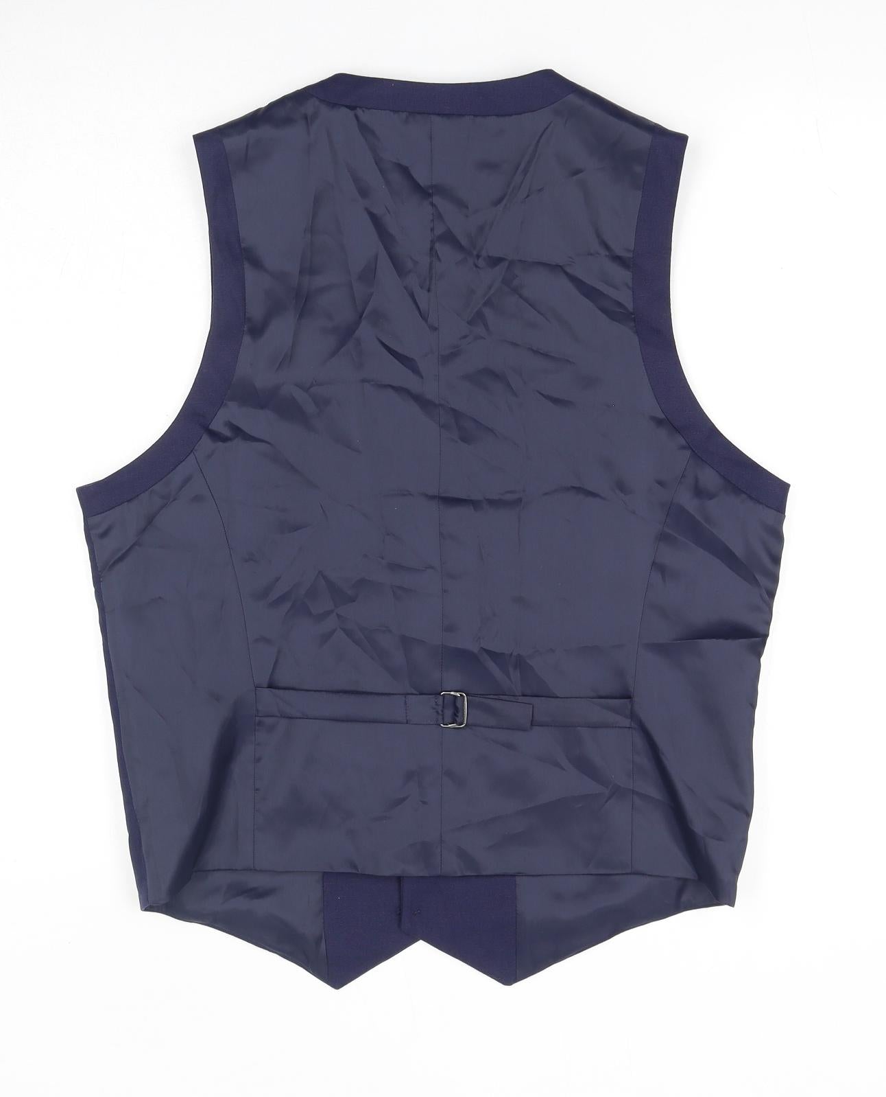 ASOS Mens Blue Linen Jacket Suit Waistcoat Size 42 Regular