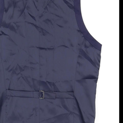 ASOS Mens Blue Linen Jacket Suit Waistcoat Size 42 Regular