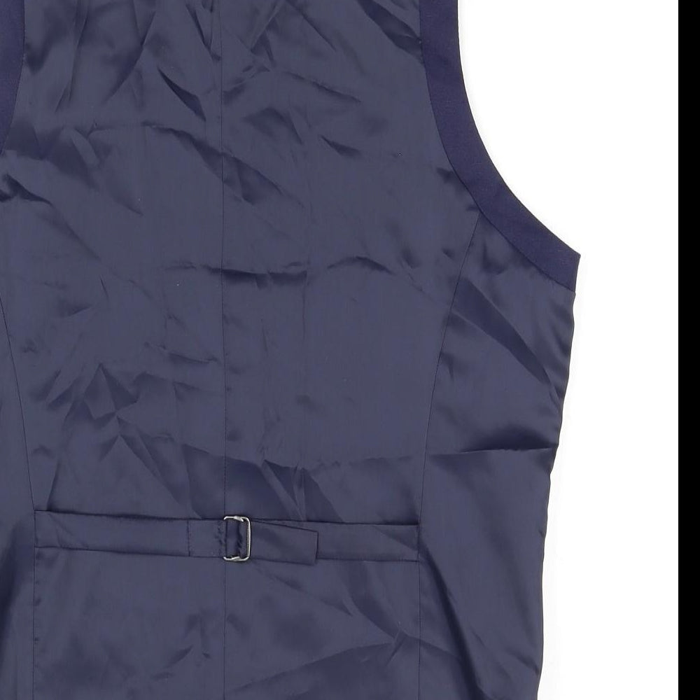 ASOS Mens Blue Linen Jacket Suit Waistcoat Size 42 Regular