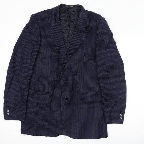 Jaeger Mens Blue Striped Wool Jacket Suit Jacket Size 40 Regular