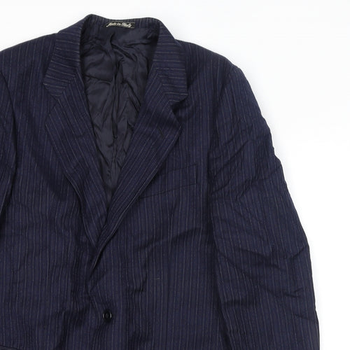 Jaeger Mens Blue Striped Wool Jacket Suit Jacket Size 40 Regular
